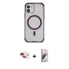 MARSİLYAN™- iPhone 11 Kılıf Eksen Klasik Koleksiyonu - Siyah Bilvis 3D Mat Cam Ekran Koruyucu + Pers Alüminyum Kamera Lens - KI