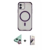 MARSİLYAN™- iPhone 11 Kılıf Eksen Klasik Koleksiyonu - Siyah Bilvis 3D Mat Cam Ekran Koruyucu + Raze Metal Kamera Lens - KI