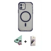 MARSİLYAN™- iPhone 11 Kılıf Eksen Klasik Koleksiyonu - Siyah Bilvis 3D Mat Cam Ekran Koruyucu + Raze Metal Kamera Lens - KI
