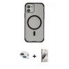 MARSİLYAN™- iPhone 11 Kılıf Eksen Klasik Koleksiyonu - Siyah Bilvis 3D Mat Cam Ekran Koruyucu + Pers Alüminyum Kamera Lens - LT