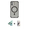 MARSİLYAN™- iPhone 11 Kılıf Eksen Klasik Koleksiyonu - Siyah Bilvis 3D Mat Cam Ekran Koruyucu + Raze Metal Kamera Lens - MI
