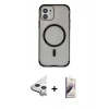 MARSİLYAN™- iPhone 11 Kılıf Eksen Klasik Koleksiyonu - Siyah Bilvis 3D Mat Cam Ekran Koruyucu + Raze Metal Kamera Lens - GS