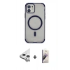 MARSİLYAN™- iPhone 11 Kılıf Eksen Klasik Koleksiyonu - Siyah Bilvis 3D Mat Cam Ekran Koruyucu + Raze Metal Kamera Lens - GS