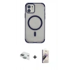 MARSİLYAN™- iPhone 11 Kılıf Eksen Klasik Koleksiyonu - Siyah Bilvis 3D Mat Cam Ekran Koruyucu + Pers Alüminyum Kamera Lens - YL