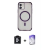 MARSİLYAN™- iPhone 11 Kılıf Eksen Klasik Koleksiyonu - Siyah Bilvis 5in1 3D Magic Cam Ekran Koruyucu + PVD Metal Kamera Lens - MI