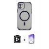 MARSİLYAN™- iPhone 11 Kılıf Eksen Klasik Koleksiyonu - Siyah Bilvis 5in1 3D Magic Cam Ekran Koruyucu + PVD Metal Kamera Lens - MI