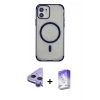MARSİLYAN™- iPhone 11 Kılıf Eksen Klasik Koleksiyonu - Siyah Bilvis 5in1 3D Magic Cam Ekran Koruyucu + Raze Metal Kamera Lens - MR