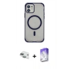 MARSİLYAN™- iPhone 11 Kılıf Eksen Klasik Koleksiyonu - Siyah Bilvis 5in1 3D Magic Cam Ekran Koruyucu + Pers Alüminyum Kamera Lens - YL