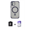 MARSİLYAN™- iPhone 11 Kılıf Eksen Klasik Koleksiyonu - Siyah Bilvis 5in1 3D Magic Cam Ekran Koruyucu + PVD Metal Kamera Lens - TU