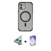 MARSİLYAN™- iPhone 11 Kılıf Eksen Klasik Koleksiyonu - Siyah Bilvis 5in1 3D Magic Cam Ekran Koruyucu + Raze Metal Kamera Lens - KI