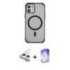 MARSİLYAN™- iPhone 11 Kılıf Eksen Klasik Koleksiyonu - Siyah Bilvis 5in1 3D Magic Cam Ekran Koruyucu + Raze Metal Kamera Lens - GS
