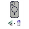 MARSİLYAN™- iPhone 11 Kılıf Eksen Klasik Koleksiyonu - Siyah Bilvis 5in1 3D Magic Cam Ekran Koruyucu + Raze Metal Kamera Lens - KI