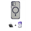 MARSİLYAN™- iPhone 11 Kılıf Eksen Klasik Koleksiyonu - Siyah Bilvis 5in1 3D Magic Cam Ekran Koruyucu + Kamera Lens Koruma Cam - SF