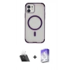 MARSİLYAN™- iPhone 11 Kılıf Eksen Klasik Koleksiyonu - Siyah Bilvis 5in1 3D Magic Cam Ekran Koruyucu + Kamera Lens Koruma Cam - SF
