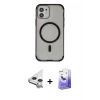 MARSİLYAN™- iPhone 11 Kılıf Eksen Klasik Koleksiyonu - Siyah Bilvis 5in1 5D Magic Hayalet Cam Ekran Koruyucu + Raze Metal Kamera Lens - GS