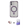 MARSİLYAN™- iPhone 11 Kılıf Eksen Klasik Koleksiyonu - Siyah Bilvis 5in1 5D Magic Hayalet Cam Ekran Koruyucu + Pers Alüminyum Kamera Lens - KI