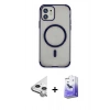 MARSİLYAN™- iPhone 11 Kılıf Eksen Klasik Koleksiyonu - Siyah Bilvis 5in1 5D Magic Hayalet Cam Ekran Koruyucu + Raze Metal Kamera Lens - GS