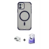 MARSİLYAN™- iPhone 11 Kılıf Eksen Klasik Koleksiyonu - Siyah Bilvis 5in1 5D Magic Hayalet Cam Ekran Koruyucu + Yeşil Pers Alüminyum Kamera Lens