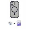 MARSİLYAN™- iPhone 11 Kılıf Eksen Klasik Koleksiyonu - Siyah Bilvis 5in1 5D Magic Hayalet Cam Ekran Koruyucu + Pers Alüminyum Kamera Lens - GI