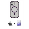 MARSİLYAN™- iPhone 11 Kılıf Eksen Klasik Koleksiyonu - Siyah Bilvis 5in1 5D Magic Hayalet Cam Ekran Koruyucu + Kamera Lens Koruma Cam - SF