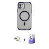 MARSİLYAN™- iPhone 11 Kılıf Eksen Klasik Koleksiyonu - Siyah Bilvis 5in1 5D Magic Hayalet Cam Ekran Koruyucu + Pers Alüminyum Kamera Lens - GD