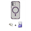 MARSİLYAN™- iPhone 11 Kılıf Eksen Klasik Koleksiyonu - Siyah Bilvis 5in1 5D Magic Hayalet Cam Ekran Koruyucu + Pers Alüminyum Kamera Lens - GD
