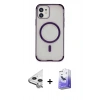 MARSİLYAN™- iPhone 11 Kılıf Eksen Klasik Koleksiyonu - Siyah Bilvis 5in1 5D Magic Hayalet Cam Ekran Koruyucu + Raze Metal Kamera Lens - GS