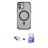 MARSİLYAN™- iPhone 11 Kılıf Eksen Klasik Koleksiyonu - Siyah Bilvis 5in1 5D Magic Hayalet Cam Ekran Koruyucu + Pers Alüminyum Kamera Lens - KI