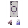 MARSİLYAN™- iPhone 11 Kılıf Eksen Klasik Koleksiyonu - Siyah Bilvis 5in1 5D Magic Hayalet Cam Ekran Koruyucu + Raze Metal Kamera Lens - SH