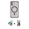 MARSİLYAN™- iPhone 11 Kılıf Eksen Klasik Koleksiyonu - Siyah Bilvis Hayalet Cam Ekran Koruyucu + Raze Metal Kamera Lens - KI