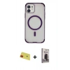 MARSİLYAN™- iPhone 11 Kılıf Eksen Klasik Koleksiyonu - Siyah Bilvis Hayalet Cam Ekran Koruyucu + Rainbow Kamera Lens Koruma Cam - KI
