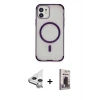 MARSİLYAN™- iPhone 11 Kılıf Eksen Klasik Koleksiyonu - Siyah Bilvis Hayalet Cam Ekran Koruyucu + Raze Metal Kamera Lens - GS