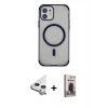 MARSİLYAN™- iPhone 11 Kılıf Eksen Klasik Koleksiyonu - Siyah Bilvis Hayalet Cam Ekran Koruyucu + Raze Metal Kamera Lens - GS