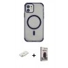 MARSİLYAN™- iPhone 11 Kılıf Eksen Klasik Koleksiyonu - Siyah Bilvis Hayalet Cam Ekran Koruyucu + Renkli Kamera Lens Koruma Cam - SI
