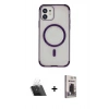 MARSİLYAN™- iPhone 11 Kılıf Eksen Klasik Koleksiyonu - Siyah Bilvis Hayalet Cam Ekran Koruyucu + Kamera Lens Koruma Cam - SF