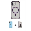 MARSİLYAN™- iPhone 11 Kılıf Eksen Klasik Koleksiyonu - Siyah Bilvis Hayalet Cam Ekran Koruyucu + Neon Fosforlu Kamera Lens - TU