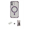 MARSİLYAN™- iPhone 11 Kılıf Eksen Klasik Koleksiyonu - Siyah Bilvis Hayalet Cam Ekran Koruyucu + Renkli Kamera Lens Koruma Cam - TU