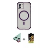 MARSİLYAN™- iPhone 11 Kılıf Eksen Klasik Koleksiyonu - Siyah Buffer Cam Ekran Koruyucu + Raze Metal Kamera Lens - KI