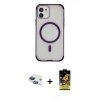 MARSİLYAN™- iPhone 11 Kılıf Eksen Klasik Koleksiyonu - Siyah Buffer Cam Ekran Koruyucu + Pers Alüminyum Kamera Lens - LT