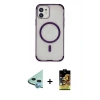 MARSİLYAN™- iPhone 11 Kılıf Eksen Klasik Koleksiyonu - Siyah Buffer Cam Ekran Koruyucu + Raze Metal Kamera Lens - MI