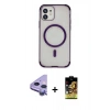 MARSİLYAN™- iPhone 11 Kılıf Eksen Klasik Koleksiyonu - Siyah Buffer Cam Ekran Koruyucu + Raze Metal Kamera Lens - MR