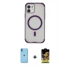 MARSİLYAN™- iPhone 11 Kılıf Eksen Klasik Koleksiyonu - Siyah Buffer Cam Ekran Koruyucu + Neon Fosforlu Kamera Lens - MI