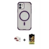 MARSİLYAN™- iPhone 11 Kılıf Eksen Klasik Koleksiyonu - Siyah Buffer Cam Ekran Koruyucu + Pers Alüminyum Kamera Lens - KI
