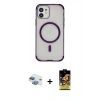 MARSİLYAN™- iPhone 11 Kılıf Eksen Klasik Koleksiyonu - Siyah Buffer Cam Ekran Koruyucu + Pers Alüminyum Kamera Lens - GI