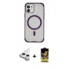 MARSİLYAN™- iPhone 11 Kılıf Eksen Klasik Koleksiyonu - Siyah Buffer Cam Ekran Koruyucu + Raze Metal Kamera Lens - GS