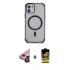 MARSİLYAN™- iPhone 11 Kılıf Eksen Klasik Koleksiyonu - Siyah Buffer Cam Ekran Koruyucu + Raze Metal Kamera Lens - SH