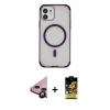 MARSİLYAN™- iPhone 11 Kılıf Eksen Klasik Koleksiyonu - Siyah Buffer Cam Ekran Koruyucu + Raze Metal Kamera Lens - SH