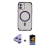 MARSİLYAN™- iPhone 11 Kılıf Eksen Klasik Koleksiyonu - Siyah Buffer Hayalet Cam Ekran Koruyucu + Raze Metal Kamera Lens - MR