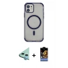 MARSİLYAN™- iPhone 11 Kılıf Eksen Klasik Koleksiyonu - Siyah Buffer Hayalet Cam Ekran Koruyucu + Raze Metal Kamera Lens - MI
