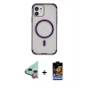 MARSİLYAN™- iPhone 11 Kılıf Eksen Klasik Koleksiyonu - Siyah Buffer Hayalet Cam Ekran Koruyucu + Raze Metal Kamera Lens - KI